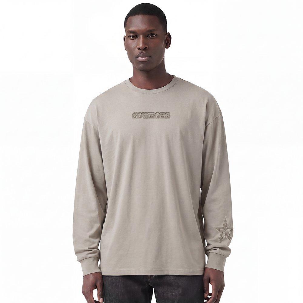 Pro Standard Men's NFL Dallas Cowboys Wingspan Drop Should Long Sleeve Tee - Taupe - TAUPE